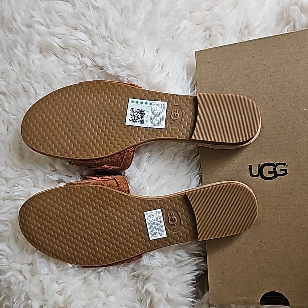UGG Women's Tan and Brown Fringe Sandals - Picture 4 of 11